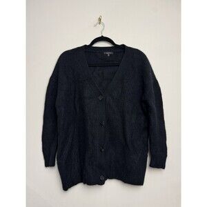 Quince Womens Cashmere Cardigan Sweater Size XS Black Button Ribbed